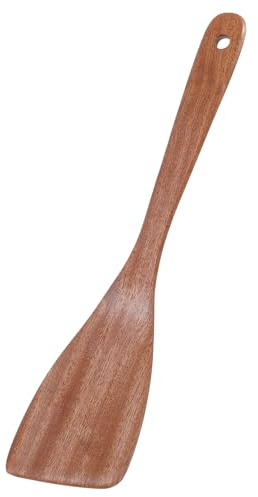Classicseali 33 cm lång träskrapa för stekpanna, kraschfast trä stekspade | Träskrapa med långt handtag, slät tunn, koksked olivolträ för omrörning, skrapning eller lyft mat