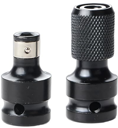 Cyberwork 2 piezas adaptador 1/2 a 1/4 para destornillador de impacto y llaves de vaso, insertos para atornillador impacto compatibles con vasos de impacto 1/2 y trabajos de bricolaje – Negro
