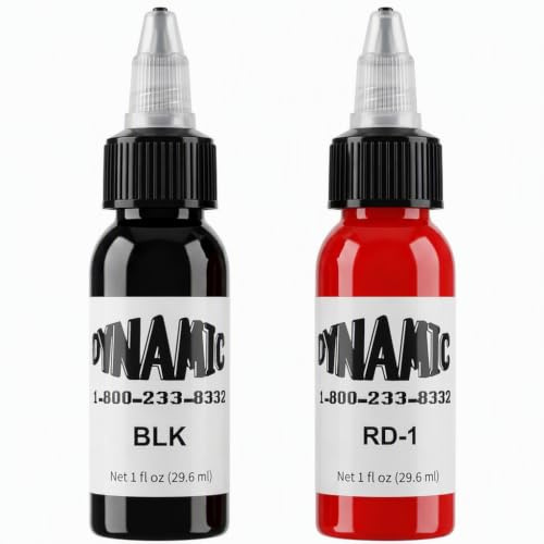 2 flaskor tatueringsbläck 30 ml svart tatueringsbläck med elegans röd tatuering bläck vegansk vänlig standard pigment tatuering tillbehör för färgning, blandning, linjer, skuggning, tribal och