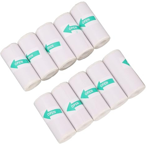 Oumefar Thermal Adhesive Sticker Paper Rolls Clear Printing for Portable Printer Camera Label Machine 10 Rolls for Cash Registers, Cameras