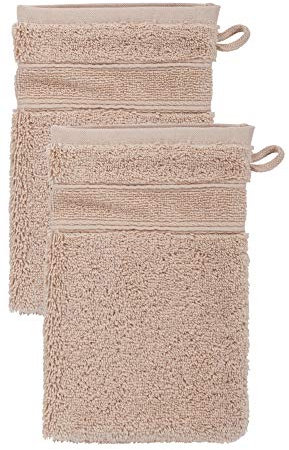 Erwin Müller Waschhandschuh Karlsruhe 2er- Pack 100% Baumwolle beige Größe 15x21 cm - extrem saugstark, leicht, flauschig weich, hautschmeichelnd (weitere Farben)