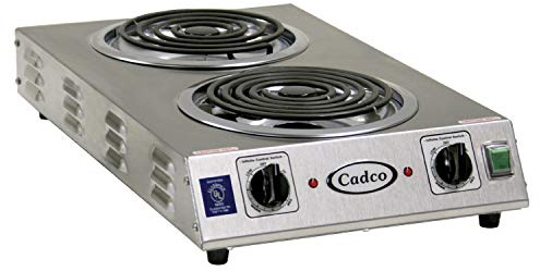 Cadco CDR-2TFB Space Saver Double Front to Back 220-Volt Hot Plate, Stainless Steel, 10 lbs, For Commercial Use