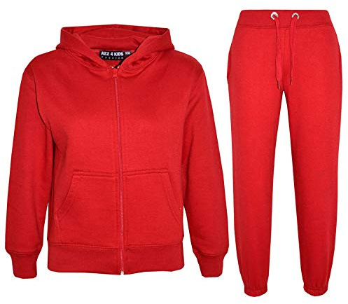 A2Z 4 Kids Youth Two Piece Athleisure Clothing - T.S Plain Red 11-12