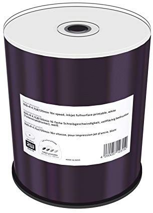 MediaRange DVD+R 4.7GB|120min 16x Speed, Inkjet fullsurface Printable, Cake 100