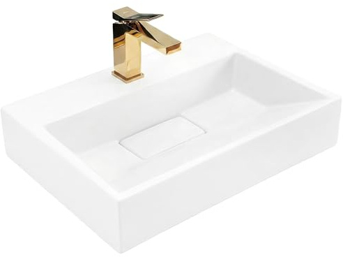 Rea - Lavabo Da Appoggio Goya 50cm Lavandino Bagno 500 X 370 X 140 mm Conglomerato (Bianco)