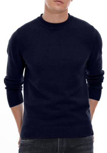 Hisir Men's Jumpers Tops Winter Warm Knitted Crew Neck Jumper Long Sleeve Soft Cozy Mock Neck Knitwear Pullover Sweaters for Men