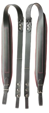 Sangle en cuir pour accordéon de qualité supérieure - Bretelles de 5 cm - 60-120 Bass, rouge, 120 cm