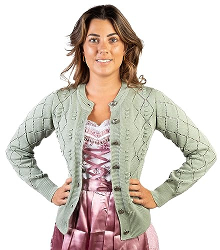 Trachtl.de Giacca tradizionale bavarese, colore: grigio, verde oliva, 48