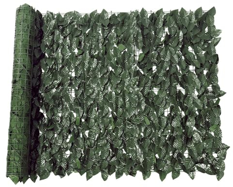 Youyijia Künstliche Efeu Garten Sichtschutz 100x300cm Zaun Sichtschutzgitter Hecken Blättern Paneele Rolle Pflanzenkulisse für Gartenhecken Balkon Außendekoration
