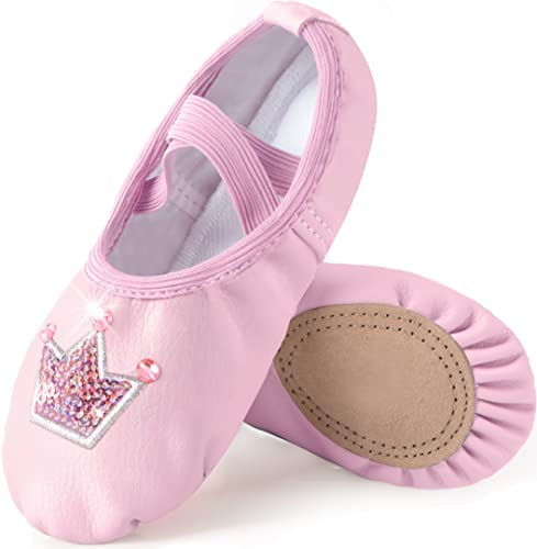 Mulnall Zapatillas de Danza Cuero Zapatos de Ballet y Gimnasia Baile para Niña (WX65-08-24)