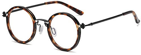 Progressiva multifokala läsglasögon Blått ljusblockerande kvinnor Män Rund metall Antiblått ljushjälp retroglasögon (Color : Tortoiseshell, Size : 2.0 x)