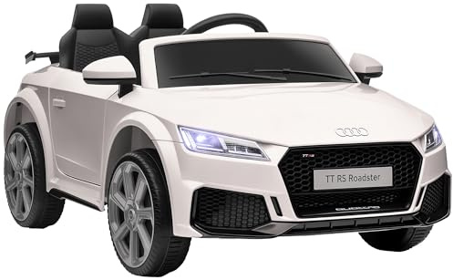 HOMCOM Macchina Elettrica per Bambini 3-5 Anni 12V 3Km/h Licenza AUDI TT, Auto Elettrica per Bambini con 2 Motori, Telecomando 2.4G, Clacson, Musica e Fari LED, Bianco