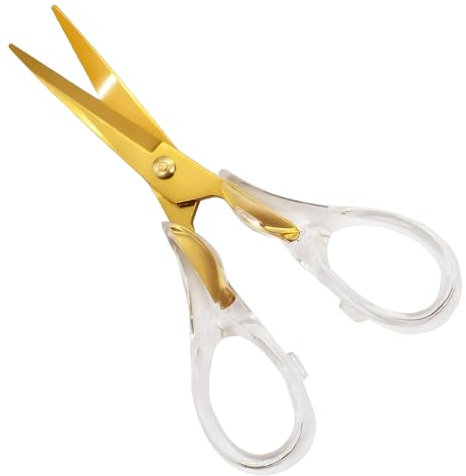 OT-NVWOZR Schere Büro Gold, Edelstahl Schule Schere mit Griff aus transparentem Acryl, Mehrzweckschere Bastelschere für Büro Haus Schoo Nähen Kunstarbeit DIY Handwerk Stoff