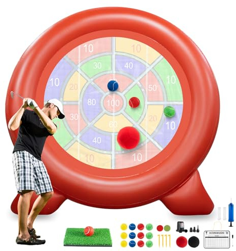 Giant Inflatable Dart Borad Game: Outdoor Golf Soccer Lawn Games - Kick Dartboard for Kids Adults Family, Waterproof Dart Mat for Yard Game with Pump