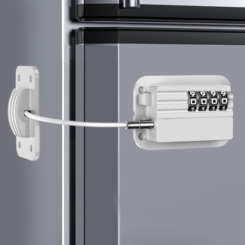 Candado Nevera con Contraseña Cambiable, Cerradura Frigorifico para Niños y Bebés, Cierre Puerta de Seguridad para, Armario, Puertas de Gabinetes, Cajones y Bloqueo de Ventanas (Blanco-1 Pieza)