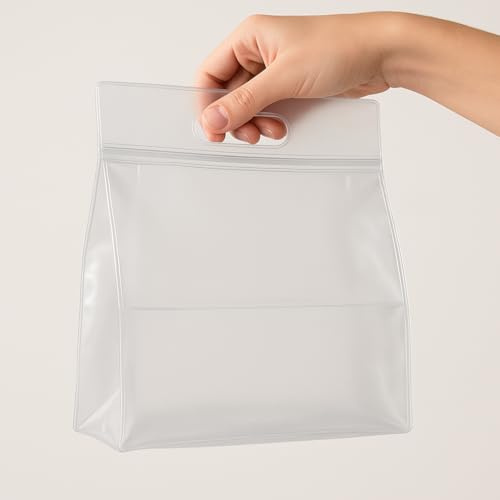 5 Bolsas Herméticas Reutilizables Food Grade -28x21cm, Impermeables y Resistentes, para almacenaje y organización de alimentos y accesorios, Viaje, Cosméticos Bolsas Zip lock con asa, Sin BPA