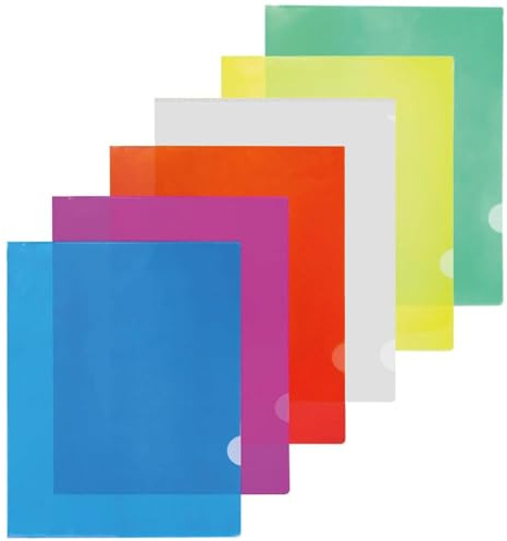 X-YSUNEAS 24 Stück A4 Kunststoff-Ordner, 6-farbige transparente Papierbekleidung mit oberen und seitlichen Öffnungen Kunststoff-Brieftaschen für Schularbeitsberichte, Demonstrationsprojekte und Dokume