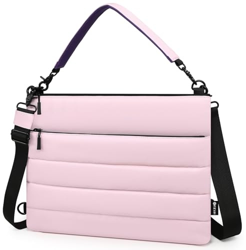 HYZUO 13,3-14 Pollici Custodia per Laptop per MacBook Pro 14 M5-M1 A3426 A3427, MacBook Pro/Air 13, 13 13,3 Dell/HP/Lenovo/Asus Notebook, Borsa a Tracolla Donna Lavoro Quotidiano Mano, Rosa Pallido