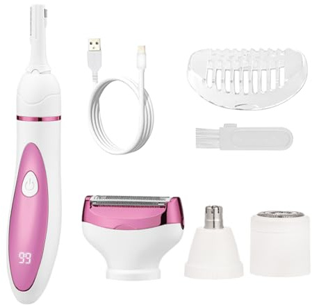 Depilatore Femminile | Rasoio Elettrico Ricaricabile con Testine Intercambiabili,Rimuovi Facciali per Pelle Liscia | Ideale per Gambe Donna Bagno Esterno Viaggi Piscina Hotel Pelle Sensibile