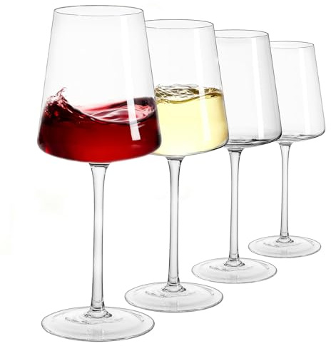 Imourari Rotweingläser 4er Set 400ml - mundgeblasenes bleifreies Kristallglas mit Stiel - Weingläser für Rotwein & Weißwein als Geschenkset