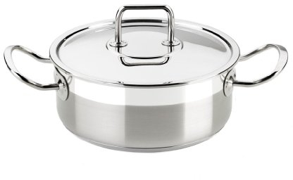 BRA Profesional | Cacerola con tapa de cristal 20 cm, acero inoxidable 18/10, sin antiadherente, full induction compatible con todos los tipos de cocina incluida inducción