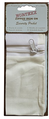 Nortexx Iron-On Passport Size Zipped Security Pocket, White