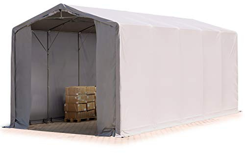 TOOLPORT Zelthalle 6x10 m / 3m Seitenhöhe Garage Industriezelt Lagerhalle PVC Plane 850 N wasserdicht grau