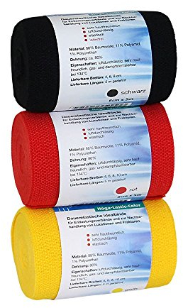 Höga Lastic-Color 3er Set, schwarz-rot-gelb, 8cm x 5m, Cello, 3 Stück