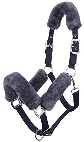 LeMieux Komforthalfter für Pferde, Marineblau/Grau, weiches Fleecefutter, verstellbar und langlebig, Cob