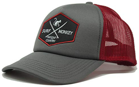 DRESSED IN MUSIC PLAY WITH ME Gorra Trucker Acolchada Ajustable con Rejilla - Gorras de Hombre (Gris/Rojo)