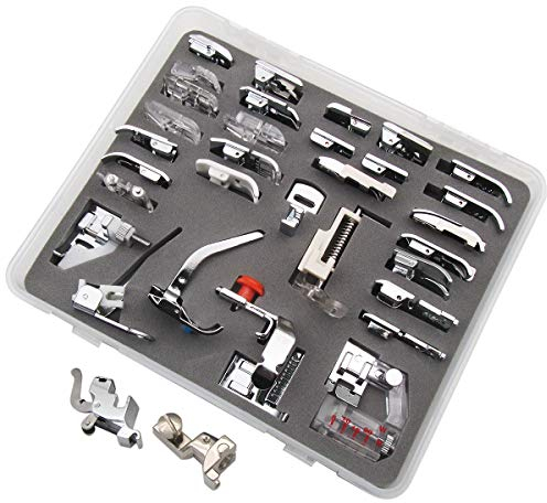 CKPSMS – #KP-19031+CY-7300L+0083687000 (77#) Nähfuß-Set, 34 Teile, kompatibel mit Bernina 165, 180, 185, 200, 210+