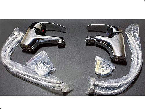 COPPIA MISCELATORI RUBINETTI BIDET E LAVABO OTTONE CROMATO