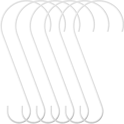 Hotop 6 Pieces Heavy Duty Big S Hooks Bird Feeder Garden Rustproof Stainless Steel Hook for Tree Branch, Kitchen, Bird House, Plants, Baskets, Lanterns and Bicycles(12 Inch,White)