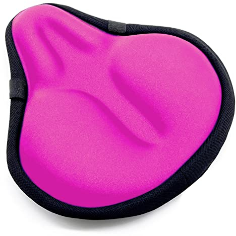 Bicycle Seat Cushion, HUIOK Wide Gel Exercise Bike Seat Cushion for Women Men Comfort,Fits Spin,Stationary and Cruiser Bikes,Indoor Outdoor Cycling,Water Dust Resistant Cover Included
