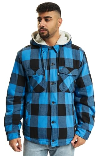 Brandit Lumber Jacket Hooded, Uomo, black+blue, M