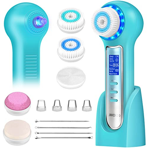 UMICKOO Aspirateur de points noirs, brosse de nettoyage du visage rechargeable avec écran LCD, IPX7 étanche 3 en 1 pour exfolier, masser et nettoyer les pores en profondeur