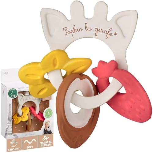 Sophie la Girafe - Anneau des Senteurs Sophie la Girafe - Jeux d'Eveil - 3 Médaillons de Différentes Odeurs - Caoutchouc - Facile à Saisir - Pour Enfants à Partir de 0 Mois