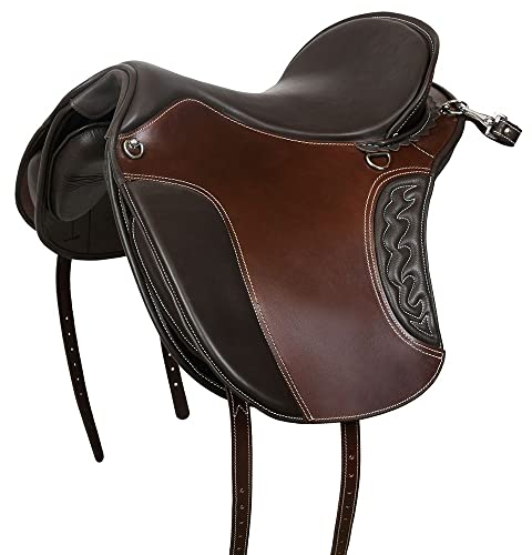 A&M Reitsport Baumloser Wanderreit Sattel 1125 Braun, mit weißen Nähten, Größe:16 Zoll