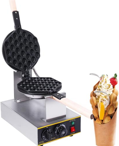 Kommersiell Bubble Waffle Maker Hong Kong Eggettes Waffle Machine - 180° Roterande Non-stick Teflon Bakform - 0-300℃ Temperatur - 0-5min Tid Justerbar 1400W CE-certifiering