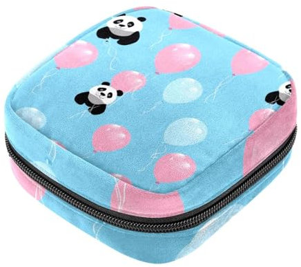Sacchetto di immagazzinaggio del tovagliolo sanitario,Borsa mestruale,Sacchetto del cuscinetto,Cute Panda Bears e palloncini,Sacchetto mestruale
