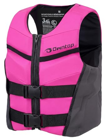 Owntop Gilet da Nuoto per Junior e Bambini, Giubbotto da Nuoto Regolabile Unisex, Giubbotto Galleggiante con Fibbie di Sicurezza per Paddleboarding Kayak Pesca Vela (Rosa,L)