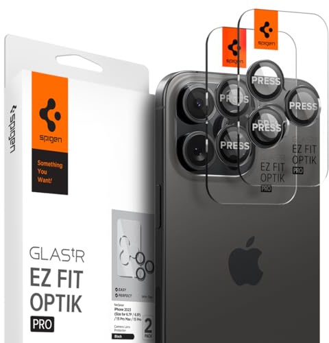 Spigen Glas.tR EZ Fit Optik Pro Tempered Glass Camera Lens Protector for iPhone 14 Pro, iPhone 14 Pro Max - Black (2 Pack)