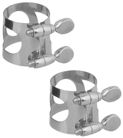 Orivin 2 PCS Silver Clarinet Ligature with Adjustable Screws for Woodwinds Mouthpiece Professional Instrument Accessory