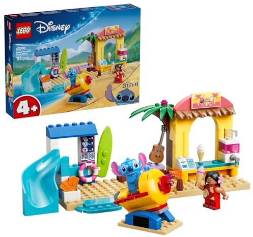 LEGO ǀ Disney Jeux de Page avec Lilo et Stitch - Jeu Éducatif avec 2 Magasins, Manège Fusée & 2 Minifigurines - Set Montessori - Cadeau d'anniversaire pour Fille ou Garçon dès 4 Ans 43280