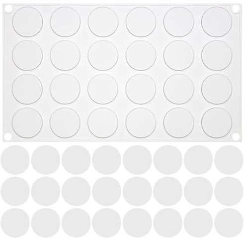 POPETPOP Molde de Silicona para Sellos de Cera Redondos, Resistente al Desgaste y Conveniente para Manualidades DIY y Fiestas, Color Blanco, 24 Cavidades