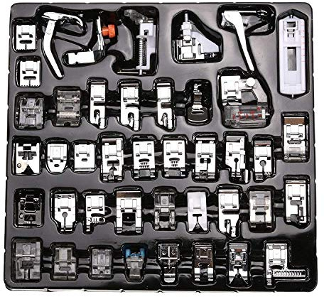 32/42pcs Máquina de Coser Doméstica Prensatelas Pie Set para Brother, Babylock, Singer, Janome, Kenmore, y Blanco Caña Baja Máquinas de Coser Transportador Pies Herramienta Kit - 42 Pieza/Set