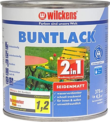 Wilckens 2in1 Acryl Buntlack für Innen und Außen, seidenmatt, 375 ml, RAL 7016 Anthrazitgrau