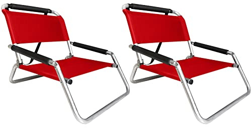 Neso Beach Chairs - Lightweight, Portable and Foldable Recliner Beach Chairs for Park, Camping and Outdoor Adventures - with Slip Pockets and Shoulder Strap - 2 Pack Lehua Red - Regular