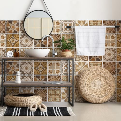 RE-COVERTILES - Adesivi per Piastrelle Bagno e Cucina 10 Pz 20x20 cm - PS00146 Decorazione murale in PVC impermeabile mattonelle mosaico stile cementine Azulejos