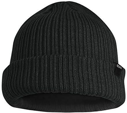 Eono Beanies Hat for Men Women Unisex Winter Cuffed Plain Hat Soft Warm Knitted Beanies Cap (Black)